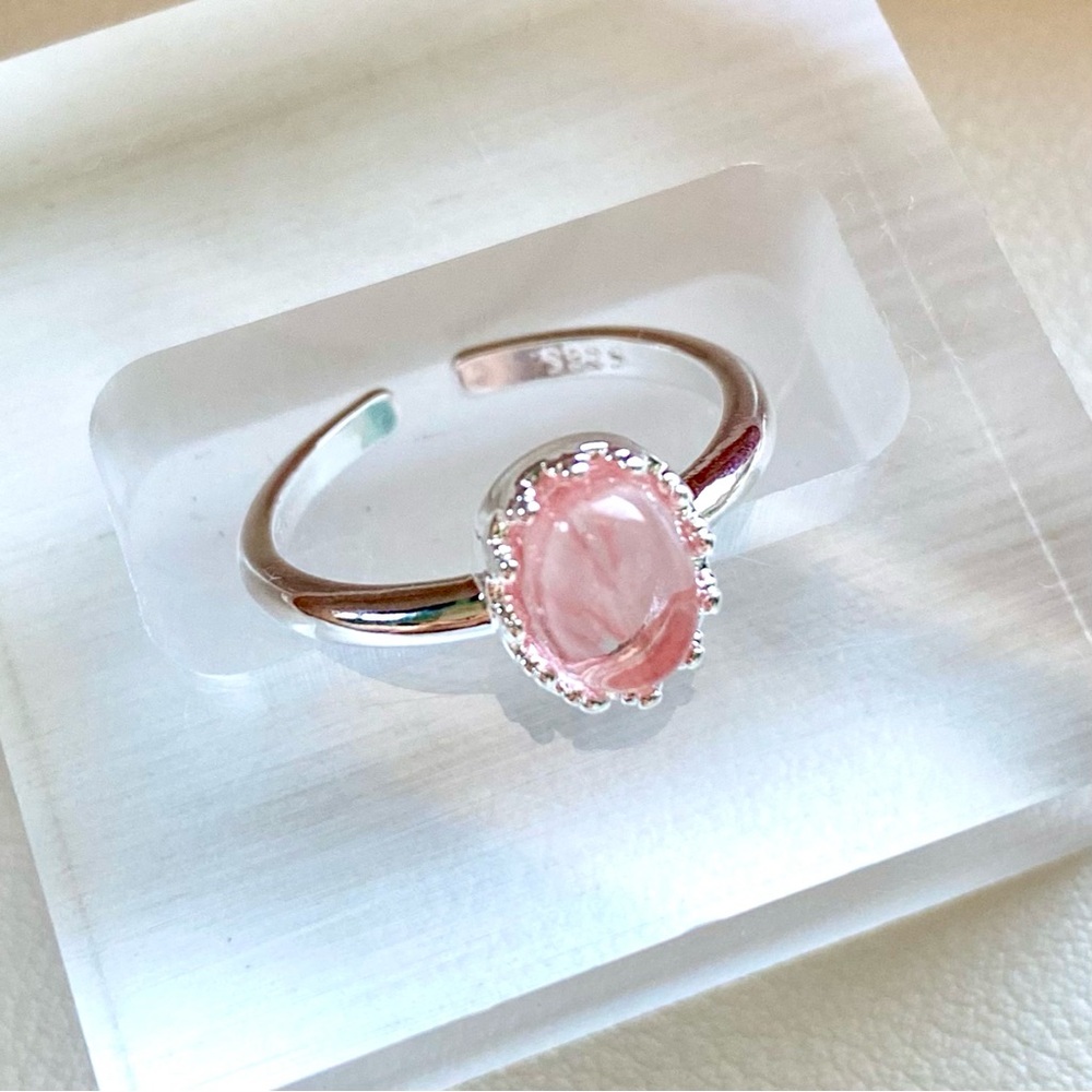 Sterling Silver Pink Gemstone Open Band Ring